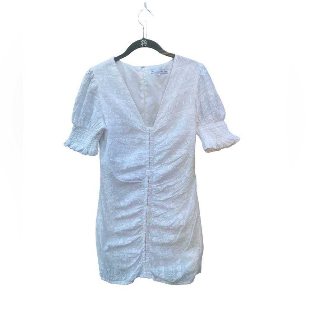 English Factory White Mini Dress with Puff Sleeves. Size M - Picture 2 of 7